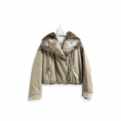 PRADA WOMEN'S CROPPED FUR PARKA WITH 